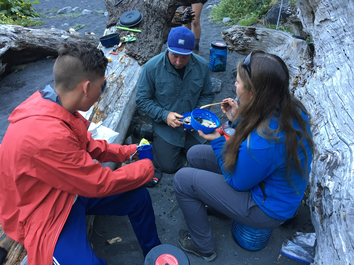 Taking meal after the long walk in Lost Coast Trail