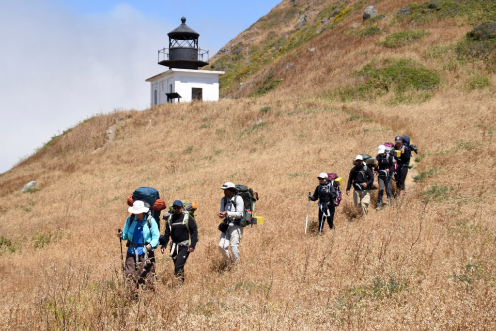 Campers hiking the Lost Coast Trail
