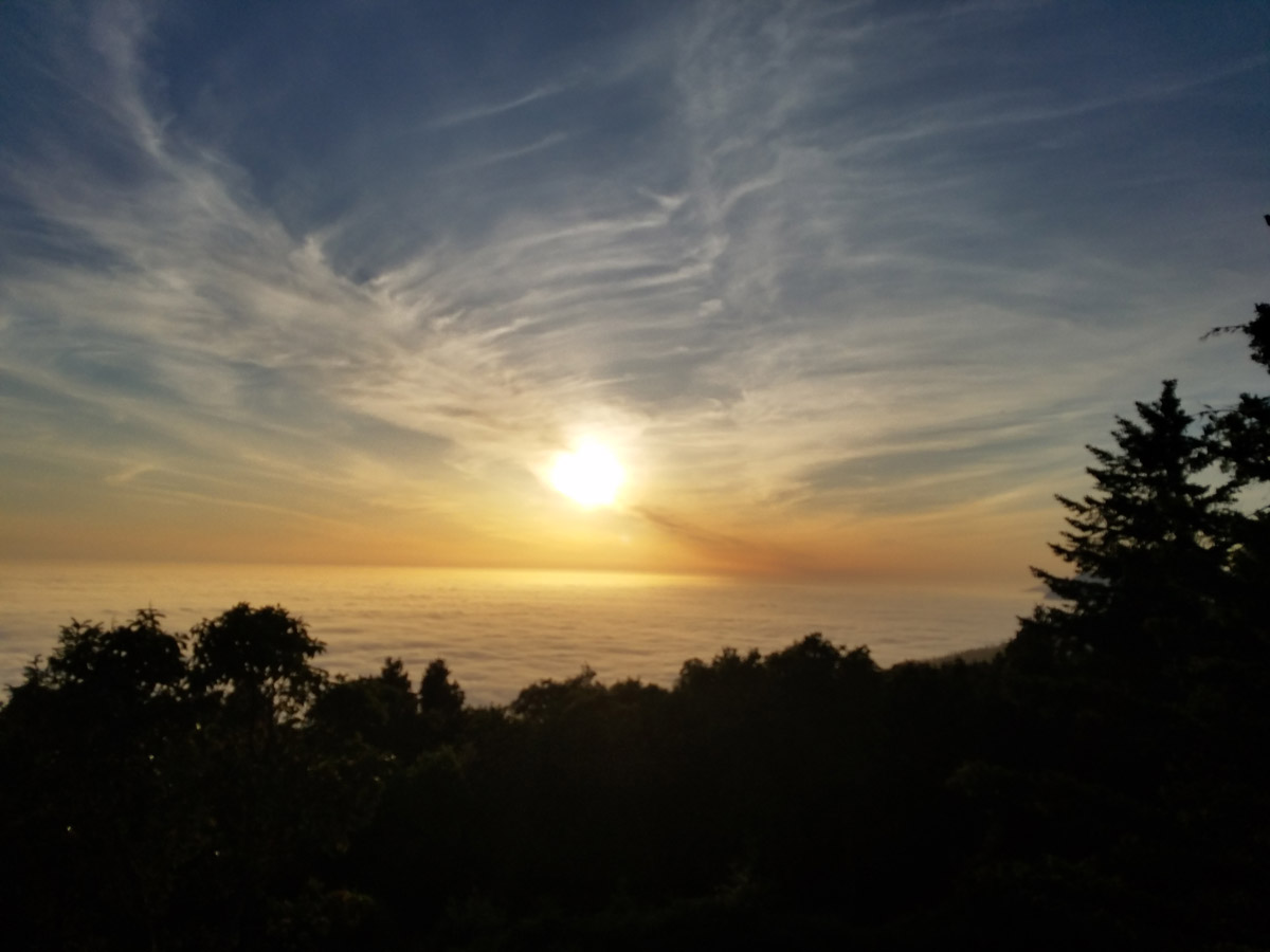 Sunset view at the top of the mountain on Lost Coast Trail