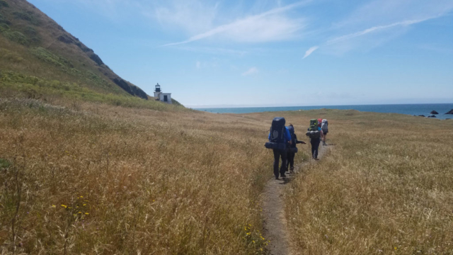 Campers hiking the Lost Coast Trail